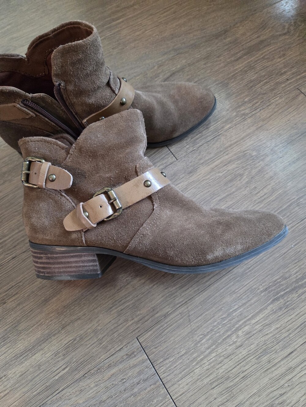 Crown Vintage Brown Suede Buckled Ankle Booties